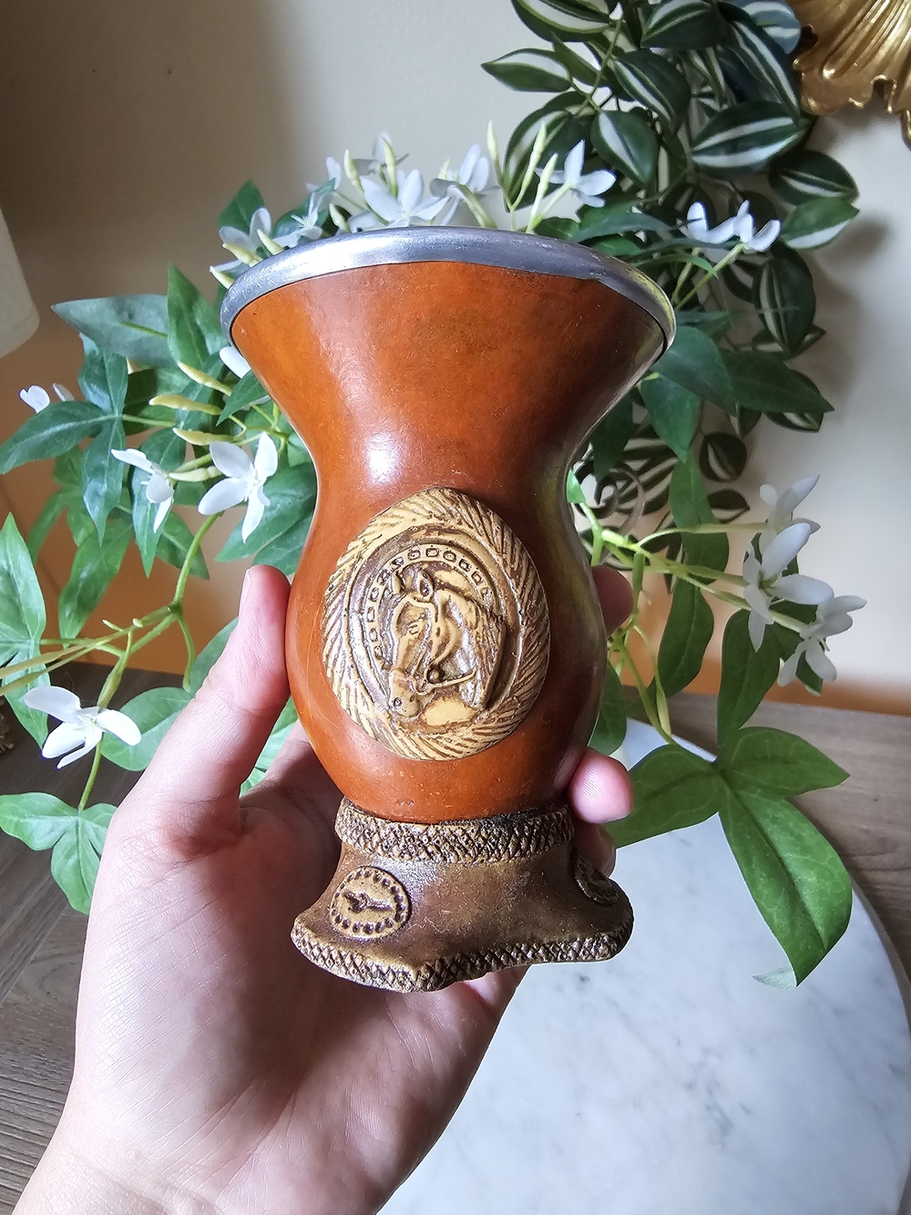 Hand Carved Gourd Cuia Drinking Cup | Yerba Mate | Flower Vase
